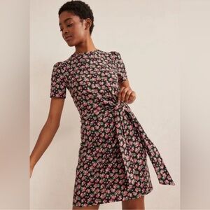 Boden Floral Print Knot Front Jersey Dress Size 12